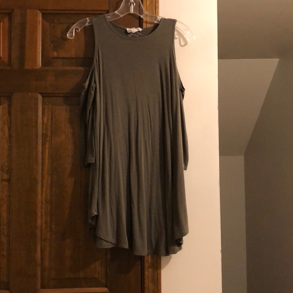 Cold shoulder olive green shirt